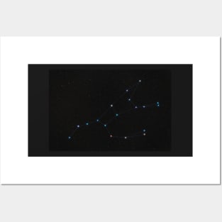 Ursa Major constellation, stars with spikes connected by lines Posters and Art